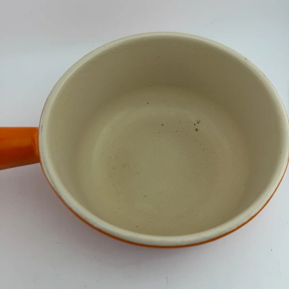 Le Creuset 14 Flame Orange Enameled Cast Iron Saucepan with Lid France